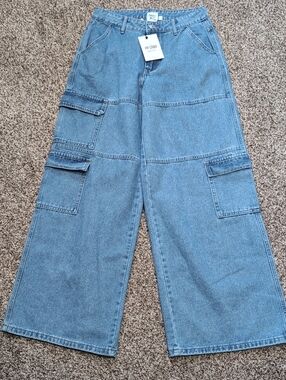 Princess Polly Cargo Jeans Wide Leg Tamba Cargo Skater Size 4 NEW